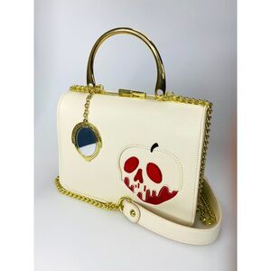 Loungefly Disney Snow White Poison Apple Skull Mirror Cream Crossbody Bag Purse